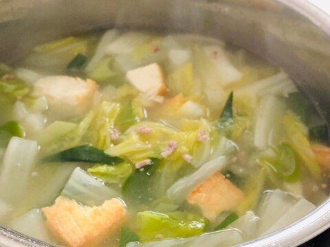 厚揚げと白菜の旨塩とろみスープ